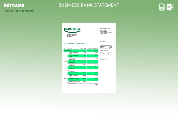 модерен стил Деловна изјава за трговска банка со попуст Шаблон Word и PDF